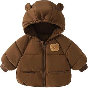 Hooded Puffer Jackets for Boys and Girls Warm Comfy Jacket With Removable Faux Fur Collar Hooded Stand Collar Jackets