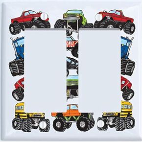 Monster Truck Light Switch Plates Covers Monster Truck Wall Decor (Monster Truck Double Rocker)