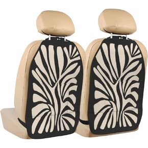 Thick Bold Black Lines Pattern Car Seat Back Kick Protectors,2 Pack Kick Mats with Storage Pockets for Vehicles to Protect from Dirt Mud Scratches