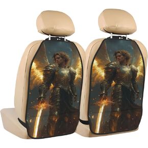Archangel Majestic Glowing Sword Car Seat Back Kick Protectors,2 Pack Kick Mats with Storage Pockets for Vehicles to Protect from Dirt Mud Scratches