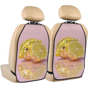 Lemon Car Seat Back Kick Protectors,2 Pack Kick Mats with Storage Pockets for Vehicles to Protect from Dirt Mud Scratches