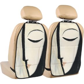 Abstract Elegant Woman Minimal Car Seat Back Kick Protectors,2 Pack Kick Mats with Storage Pockets for Vehicles to Protect from Dirt Mud Scratches