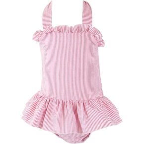 Baby Girl Swimsuit Ruffle Swim Suits Stripe Kids Swimwear Color Block Beach Girls Swimsuit Clothes Teen Bathing Suits