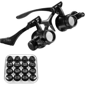 Microscope Kit Headband LED Light Eyes Glasses Magnifier 2.5X 4X 6X 8X 10X 15X 20X 25X Optical Lens Glass Loupe Microscope Lens Adapters