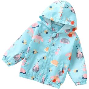 Toddler Kids Baby Girls Boys Cartoon Rainbow Print Jacket Zipper Hooded Windproof Coat Windbreaker Girls Dressy