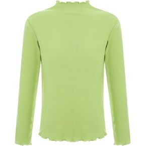 Hansber Toddler Baby Girls Ruffle Trim Turtleneck Long Sleeve T-Shirt Solid Color Mock Neck Thermal Base Layer Tee Tops