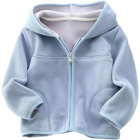 Toddler Kids Baby Outwear Long Sleeve Round Neck Solid Color Jacket Zipper Hooded Windproof Long Children Winter