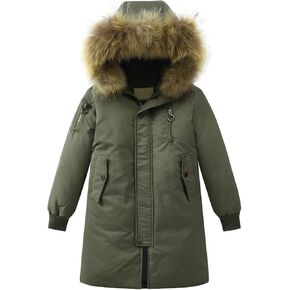 Big Kids Unisex Hooded Down Coats Solid Puffers Outerwear Winter Thick Warm Hooded Windproof Coat Kids Winter