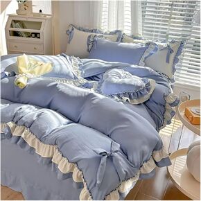 Bed Sheets Set, Four Seasons Universal Cotton Bedding Set, Princess Style Home high-end Bed Sheet Quilt Cover Pillowcase Four-Piece Set(6,1.8m bed-4pcs)