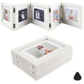 3 Folding Baby Sonogram Photo Frame, 3.5"x2.5" Triple Ultrasound Picture Frames for Pregnancy Mom Gifts, Baby First Sonogram Keepsake Picture Frame, Gender Nursery Decor