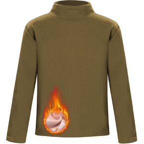 Infant Baby Long Sleeve Thermal Underwear Unisex Kids Fleece-line Stretch Undershirt Mock Neck Shirts