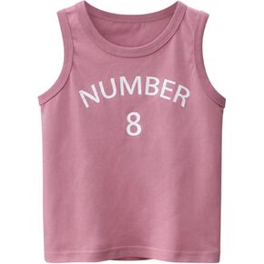 Kids Letter Print Undershirts Cotton Oversized Fit Tank Top Cap Sleeve Baby Boys Loose Crew Neck Summer Vest Clothes