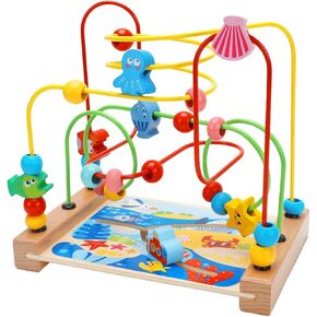 Colorful Wooden Bead Maze Set for Early Learning, sea, optional