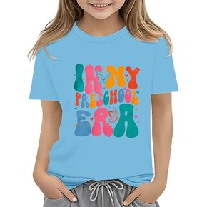 Kids Toddler First Day of School Shirt Summer Clothes Short Sleeve Crewneck Prints Undershirt Tops Casual School Clothes
