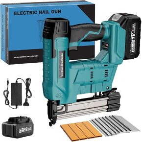18 Gauge Brad Nailer Cordless, 2 in 1 Nail Gun Cordless with Battery, 21V/ 4.0A Battery Brad Nailer/Staple Gun, Fast Charging for Woodworking,Home Improvement