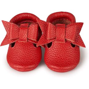 T-Strap Bow Baby Moccasins (Italian Leather) Soft Sole Shoes for Boys and Girls | Infants, Babies, Toddler