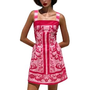 Hawaiian Dresses for Women Loose Striped Sleeveless Spaghetti Strap Boho Dress Flowy Graffiti Long Aline Sun Dress