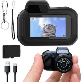 Zoomu Mini Camera Keychain, Zoomu 1080p Mini Digital Camera Keychain, Digital Cameras Kids Gift Ccd Retro, with Led Flash Light and Hd Screen, for Travel (Standard)