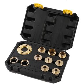 Router Template Guides Set - 11Pcs Brass Router Templates with Lock Nut Adapter, Machined Router Template Bushings Fit Any Router Sub-Base of The Porter Cable Style