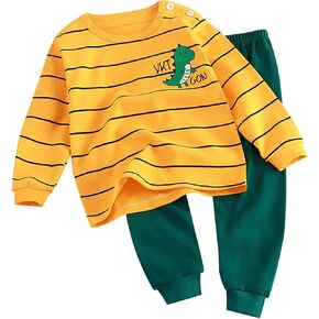 Boys Cotton Wear Children's Long Boys' Undergarments Pure Cotton Baby Girls Dinosaur Kart Printed 12 Months Pajamas