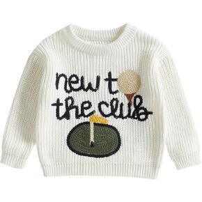 SCEINRET TODDLER Baby Boy Girl Girl Golf Golf Tovits Warm Knit Sweater Long Sleeve Golf Golf Pullover Tops Fall Winter Complements