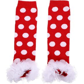 1pair Warm Leg Warmers Cute Dot Pattern Lace Leg Cuffs for Toddlers for Christmas Festive Photos Dots