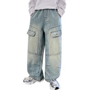 Boys Loose Jeans for Spring Summer and Autumn Medium and Large Children's Personalized How to Pair Outfits