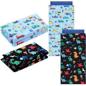 2 Pcs Dinosaurs Nap Mat Cover for Boys Sewn in Flap Design Construction Rest Microfiber Mat Cover for Preschool Daycare Kindergarten