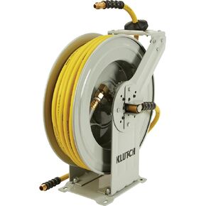 Klutch Auto-Rewind Air Hose Reel, with 1/2in.. x 50ft. Oil-Resistant Rubber Hose, 300 PSI, Model# OSRDA1250-NT