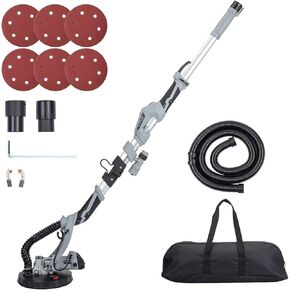 Drywall Sander 710W Electric Drywall Sander with Dust Hose 6.6FT, 800-1700RPM Variable Speed Drywall tool with Adjustable Extension Rod, LED SpotLight, 6 Sanding Discs, Carrying Bag