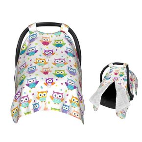 Colorful Elephants and Hearts Baby Car Seat Canopy Nursing Cover for Newborn Car Seat Breastfeeding Covers Blanket Newborn Shower Gift