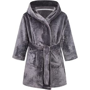 Kids' Bathrobe Hooded Flannel Solid Color Kids' Nightgown Pajamas Baby Boy Coats 3-6 Months