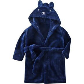 Towel Warm Soft Sleepwear Kids Robe Boys Pajamas Flannel Girls Hooded Bathrobe Baby Girls Coat&jacket Toddler 3 Boys, Navy, 12-24 Months