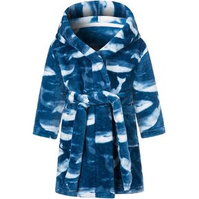 Toddler Kids Baby Boys Girls Hooded Warm Flannel Towel Robe Bathrobe Soft Pajamas Sleepwear Cotton Bodysuit