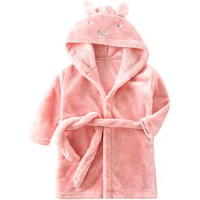 Towel Bathrobe Sleepwear Boys Soft Pajamas Warm Flannel Baby Girls Robe Hooded Kids Girls Coat&jacket Teen Boys Pajamas, Pink, 11-12 Years