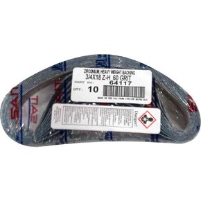 64117 3/4x18 Quick Ship Z-H Zirconia Alumina File Sander Belt, 60 Grit, 10 pack