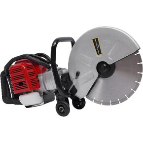 1400W Gasoline Concrete Cutting Saw, 52cc 2-Stroke Cement Masonry Wet Dry Saw with 350mm Blade, Single Cylinder Air Cooled Gas Concrete Saws for Granite, Brick, Porcelain