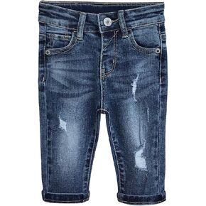KIDSCOOL SPACE Infant Jeans,Baby Toddler Elastic Band Inside with D-Ring Distressed Soft Stretch Denim Pants