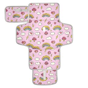 Reusable Toddler Changing pad with Tissue Pocket Changing pad for Changing Table Lightweight & Foldable Changing Station Pixel Wind Rainbow Mushroom