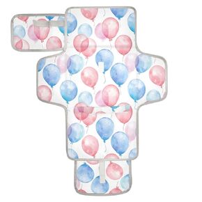 Reusable Diaper pad with Tissue Pocket Changing pad for Changing Table with Built-in Pillow Watercolor Art Balloon Red Blue