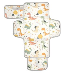 Reusable Changing Table pad with Tissue Pocket Changing pad for Changing Table for Girl & Boy Cute Cartoon Dino