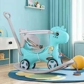 Rocking Horse for Toddlers 1-3 Years,4 in 1 Design, Kids Ride on Toy Balance Bike Push Cart with Detachable Balance Board,Fun Birthday Gifts-Blue in Kuwait