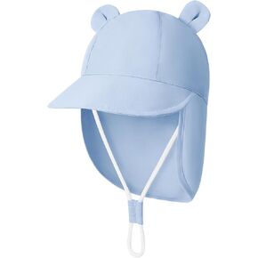 Durio Baby Sun Hat with Bears Ears, UPF 50+ Sun Protection Baby Beach Hat with Neck Flap, Bucket Hat for Infant Toddlers