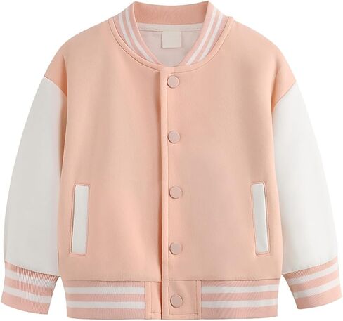 Toddler Baby Boy Girl Baseball Jacket Y2𝚔 Varsity Bomber Jackets Print Color Block Button Letterman in Saudi Arabia