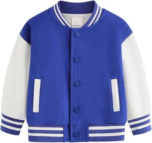Toddler Baby Boy Girl Baseball Jacket Y2𝚔 Varsity Bomber Jackets Print Color Block Button Letterman in Saudi Arabia