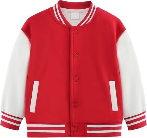 Toddler Baby Boy Girl Baseball Jacket Y2𝚔 Varsity Bomber Jackets Print Color Block Button Letterman in Saudi Arabia