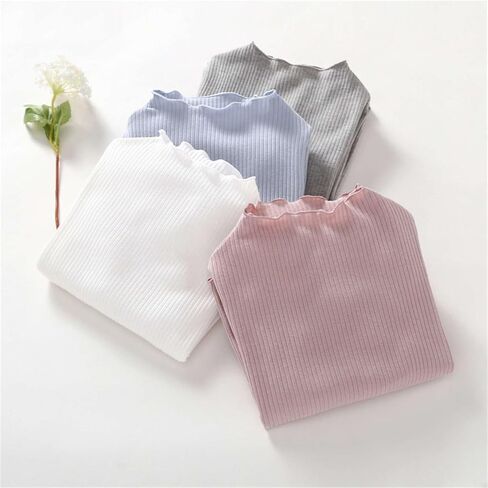 Kids Boys Girls Turtleneck Underwear Tops Basic Solid Color Long Sleeve T-Shirts Undershirts Spring Fall in Kuwait