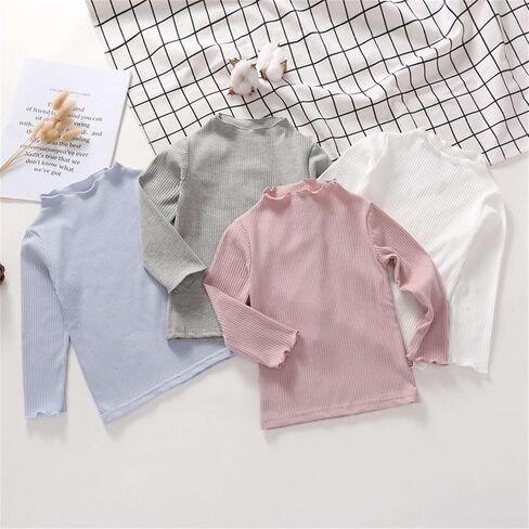 Kids Boys Girls Turtleneck Underwear Tops Basic Solid Color Long Sleeve T-Shirts Undershirts Spring Fall in Kuwait