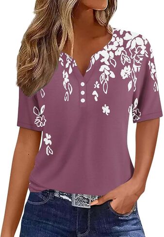 CEBOYEL WOMENS FLOROL PRINT SUMMER TOPS 2024 DANKY CORPLES LISE SHORT HENLE in Saudi Arabia