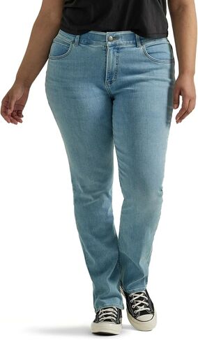 Lee Women's Size Ultra Lux Comfort with Flex Motion Straight Leg Jean, Midnight Bloom, 18 Plus Petite in Saudi Arabia